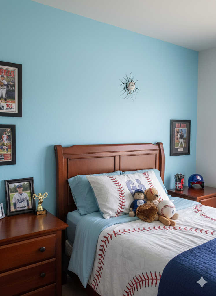 Softball/Baseball Wall Decor with Bat Holder – Real Half Ball &amp; Crack Sticker