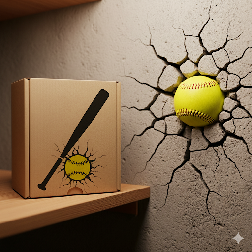 DECORATION SOFTBALL/BEISBALL BAT - CRACKED WALL