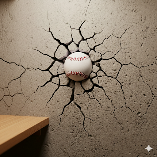 DECORATION SOFTBALL/BEISBALL BAT - CRACKED WALL